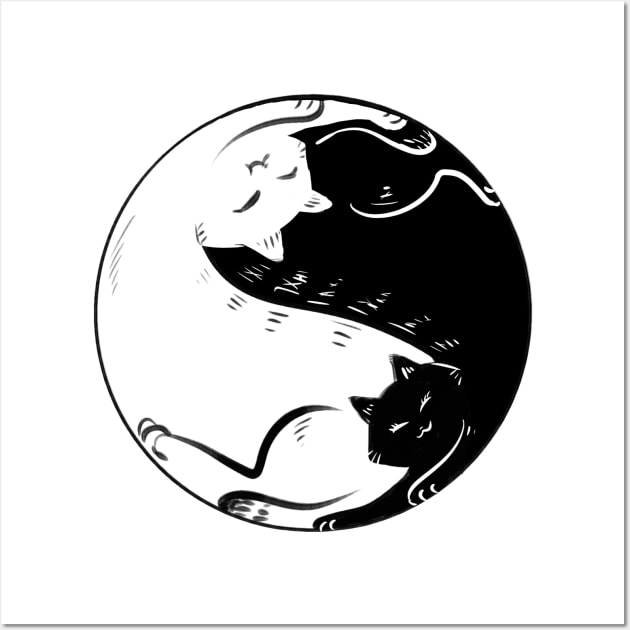 Yin Yang Cats Wall Art by xibang